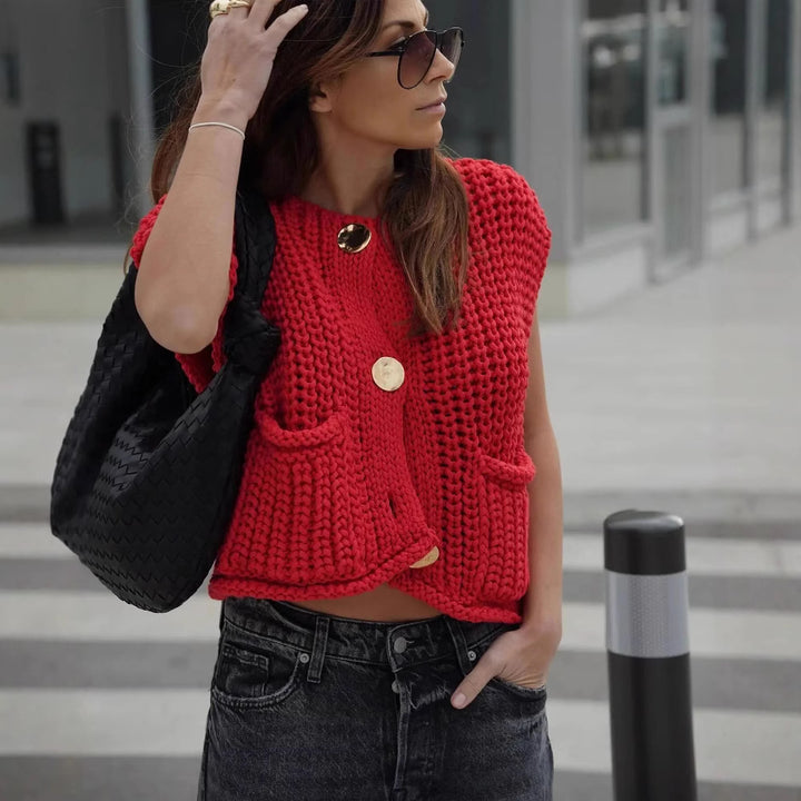 Gilet tricoté sans manches | Style détente élégant