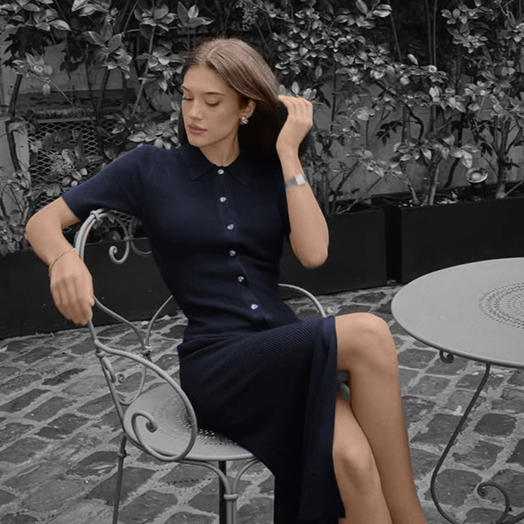 Robe midi à boutons | Élégance citadine