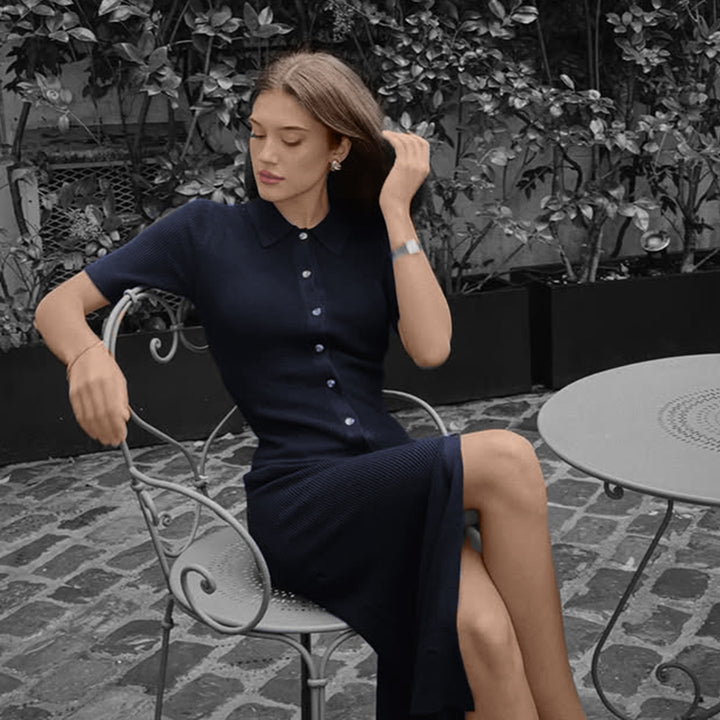Robe midi à boutons | Élégance citadine