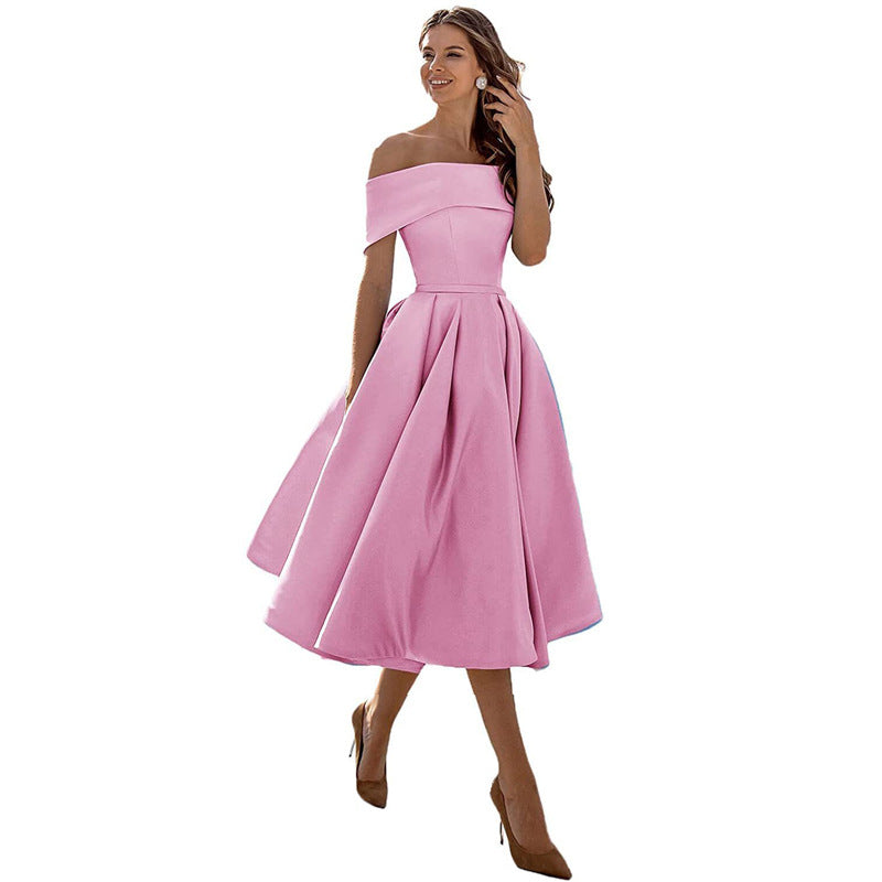 Robe satinée bustier midi | Élégance intemporelle et coupe princesse