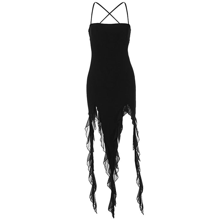 Robe effet queue de pie à volants | Idéale pour soirées élégantes