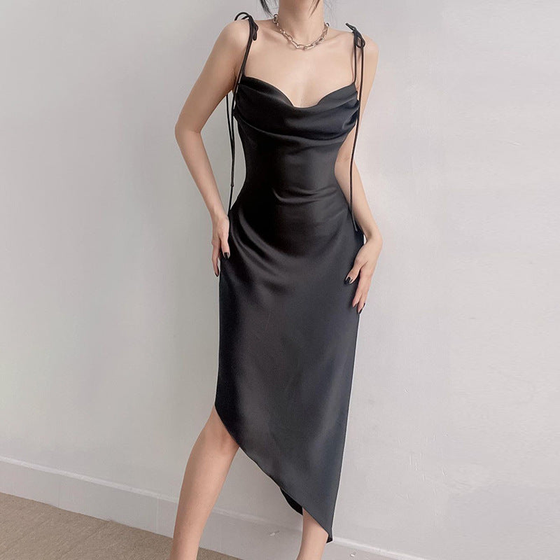 Robe midi drapée satinée | Parfaite pour occasions élégantes