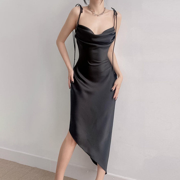 Robe midi drapée satinée | Parfaite pour occasions élégantes