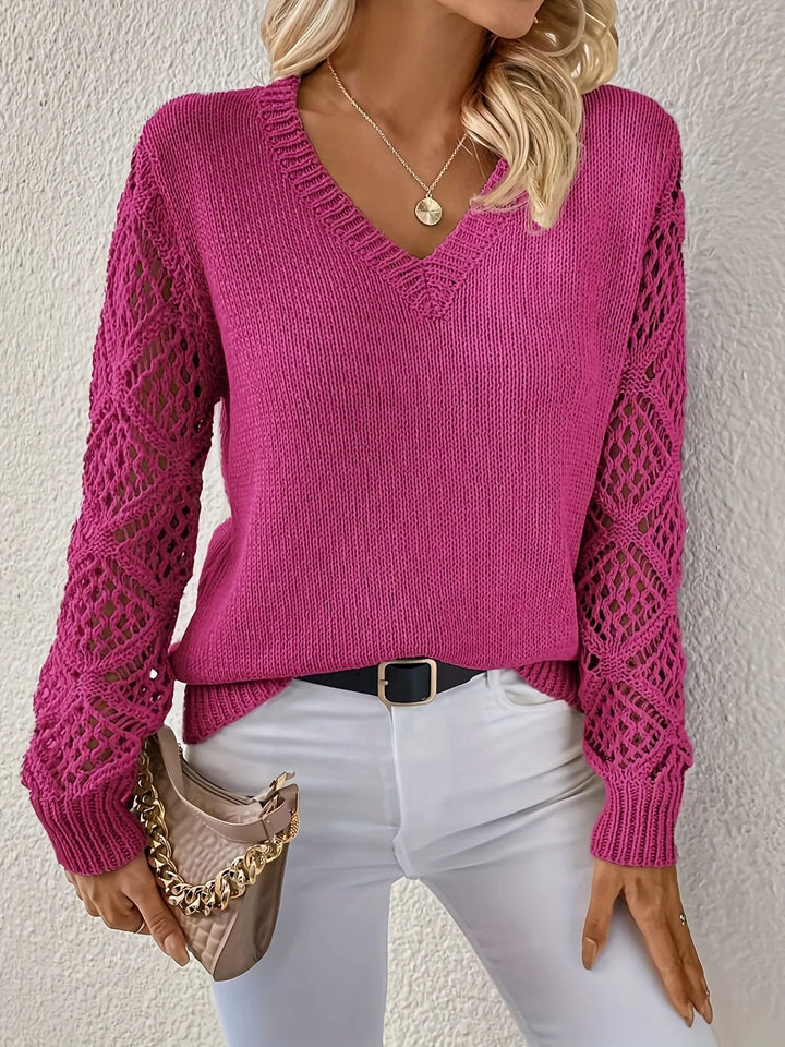 Pull manches longues ajourées | Élégance bohème pour les jours frais