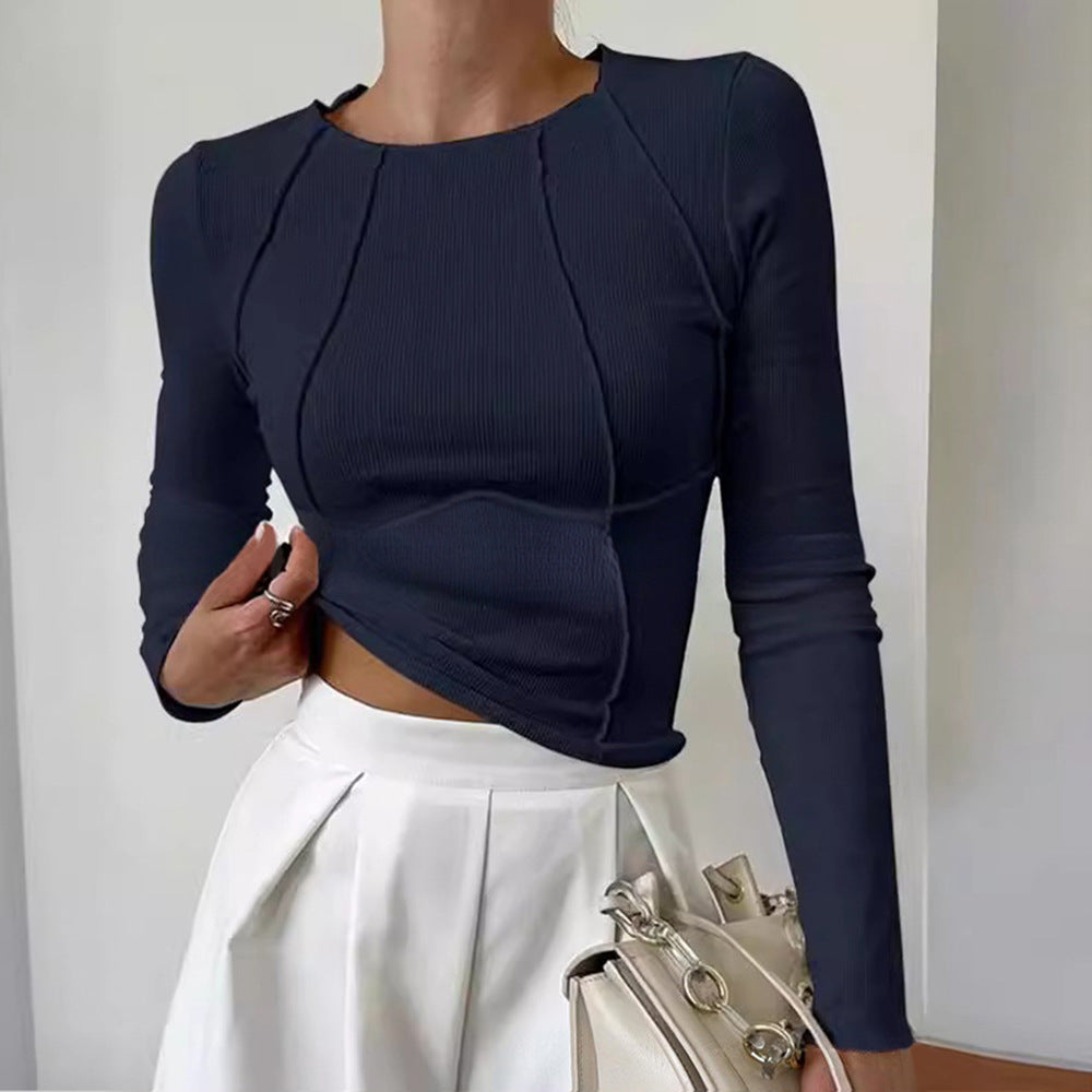 Haut ajusté manches longues coutures apparentes | Minimalisme structuré pour un style affirmé