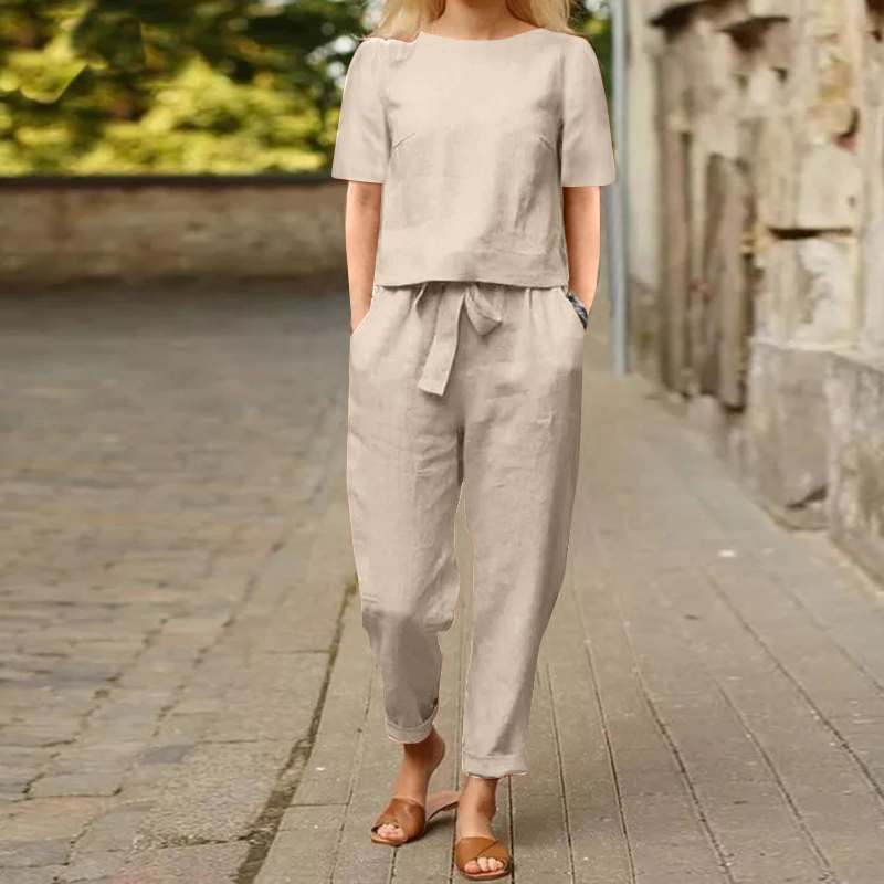Ensemble pantalon et haut manches courtes | Élégance décontractée pour un look urbain