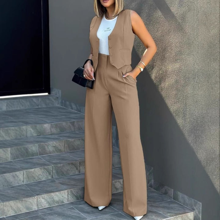 Ensemble Gilet Cintré & Pantalon Large | Élégance Moderne du Jour au Soir
