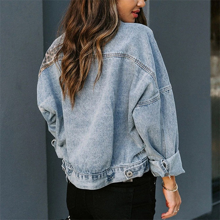 Veste en jean à empiècement léopard | Tendance urbaine