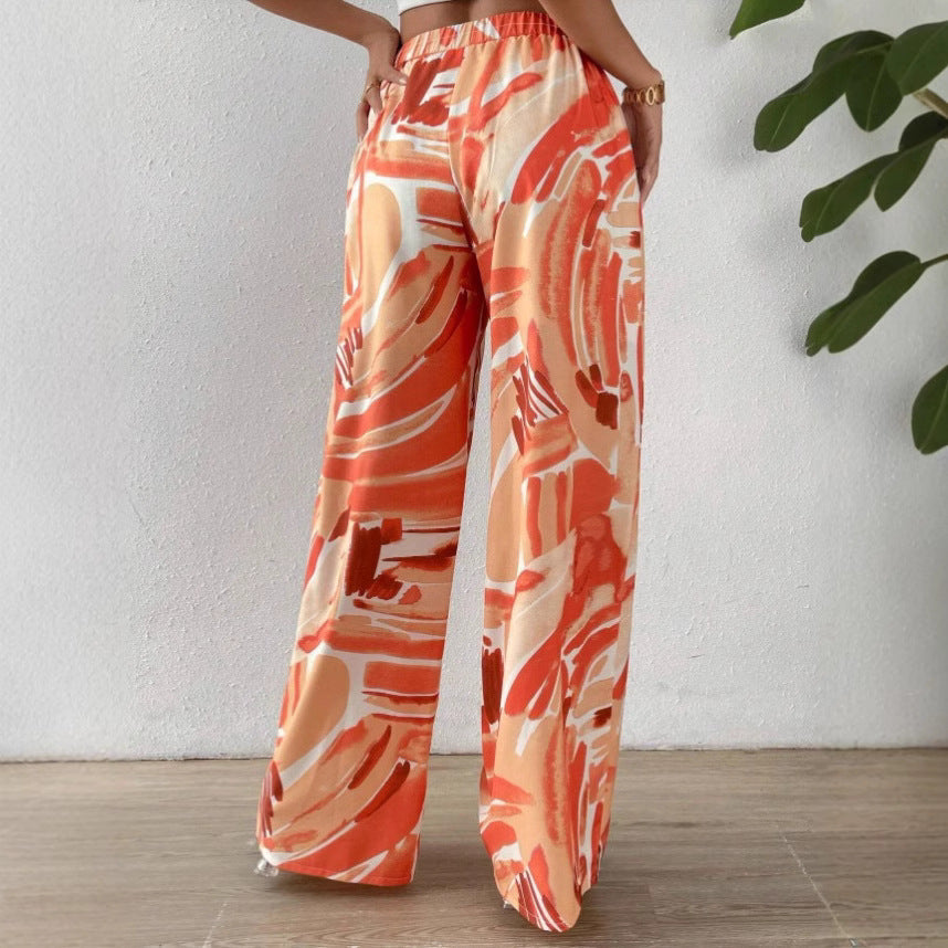 Pantalon large femme | Motif abstrait et coupe fluide parfait pour l’été