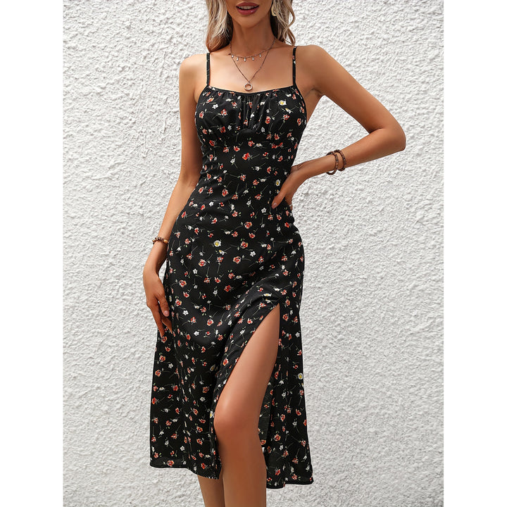 Robe midi fleurie à fines bretelles | Élégance estivale avec une touche bohème