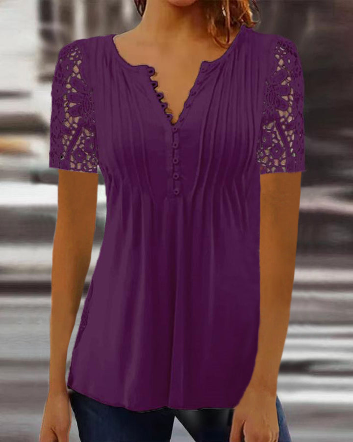 T-shirt en dentelle à manches courtes | Élégance estivale avec une touche de romantisme