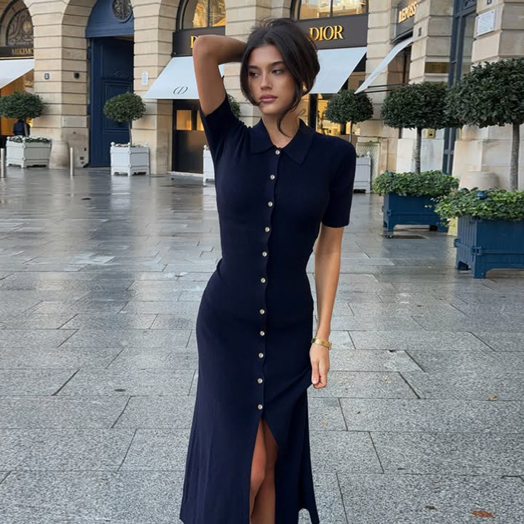 Robe midi à boutons | Élégance citadine
