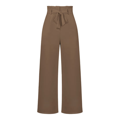 Pantalon large taille haute à nouer | Élégance décontractée au bureau ou en sortie