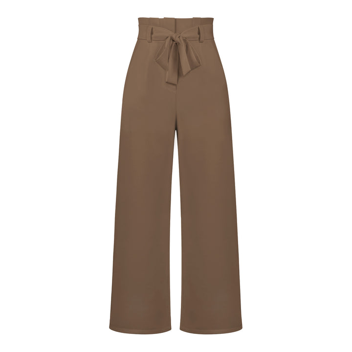 Pantalon large taille haute à nouer | Élégance décontractée au bureau ou en sortie