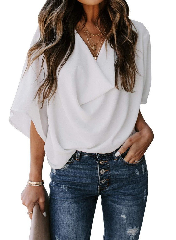 Blouse Élégante à Col Dégagé | Style Décontracté et Chic pour Tous les Jours