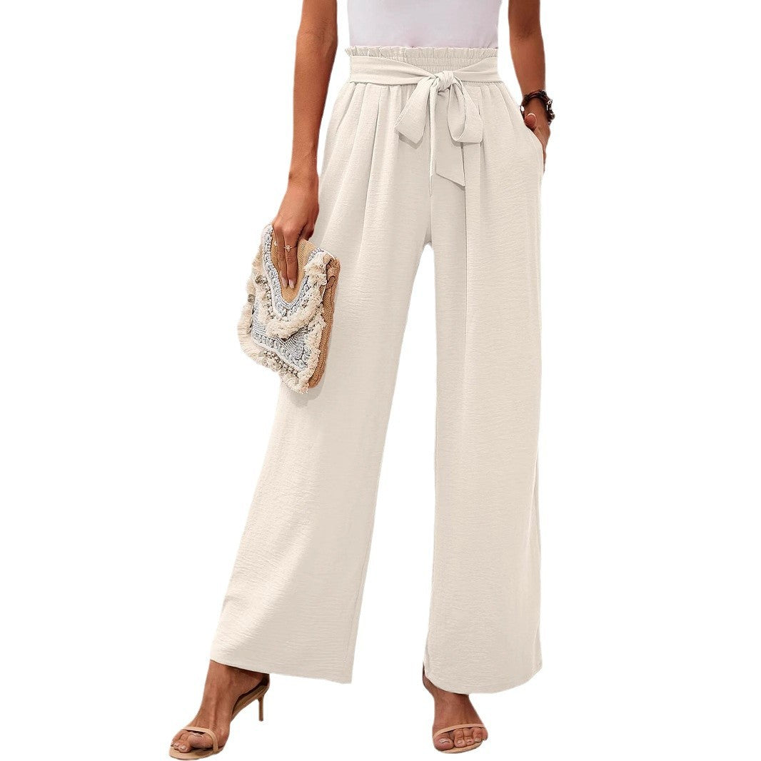 Pantalon Large Taille Haute avec Ceinture Noeud | Élégance Décontractée pour Toutes les Occasions