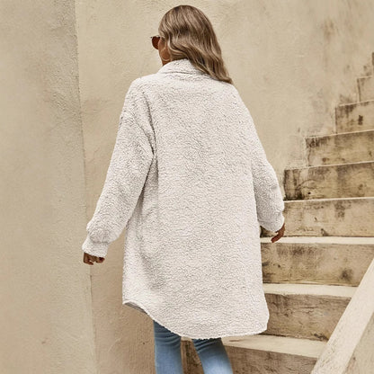 Manteau Long Boutonné Douillet | Coupe Oversize avec Poches Poitrine