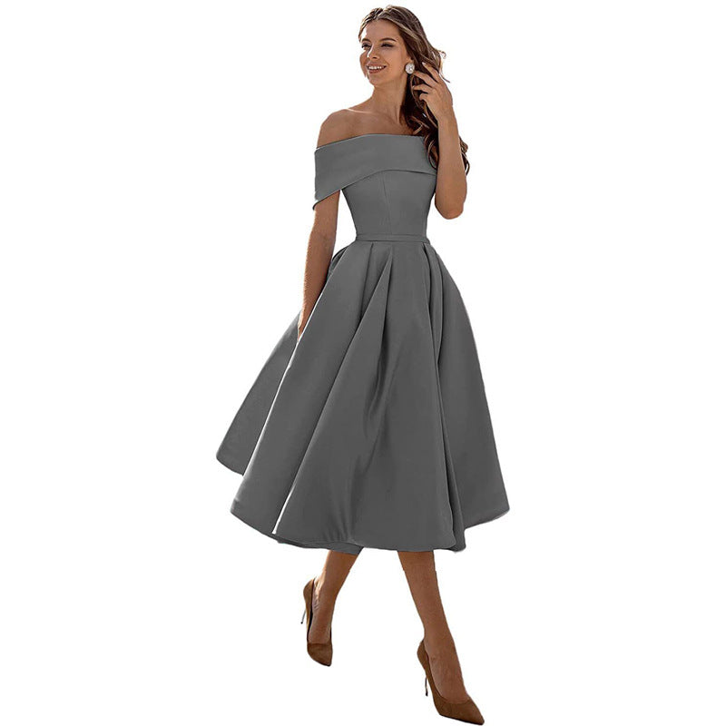 Robe satinée bustier midi | Élégance intemporelle et coupe princesse