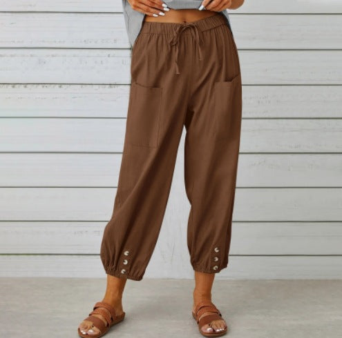 Pantalon ample à boutons bas de jambe | Confort chic pour vos journées détendues