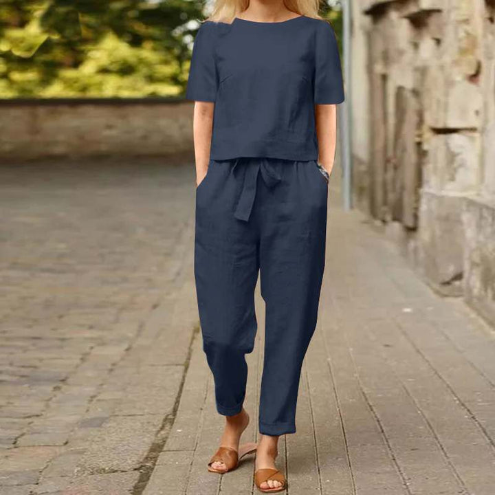 Ensemble pantalon et haut manches courtes | Élégance décontractée pour un look urbain