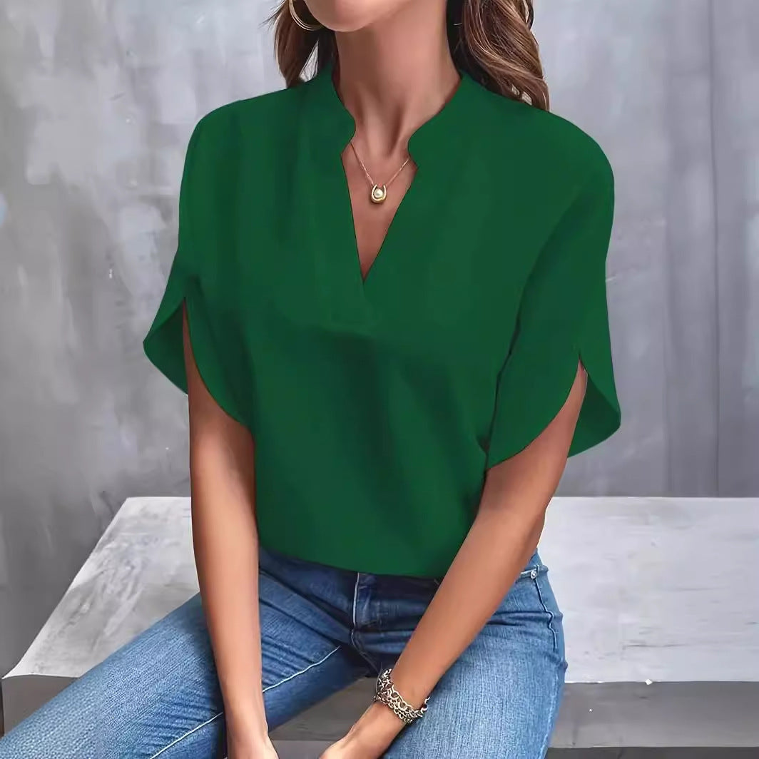 Blouse élégante à col fendu | Simplicité moderne pour tous les jours