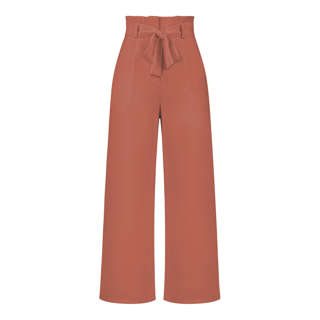 Pantalon large taille haute à nouer | Élégance décontractée au bureau ou en sortie