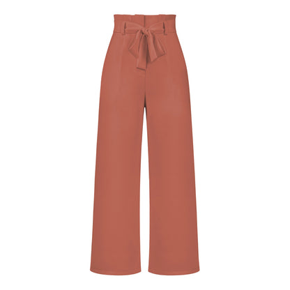 Pantalon large taille haute à nouer | Élégance décontractée au bureau ou en sortie