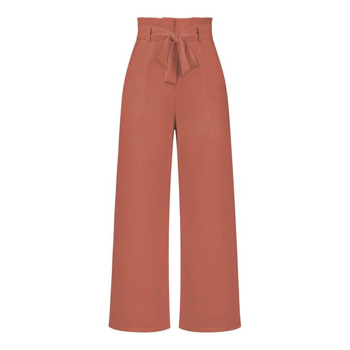 Pantalon large taille haute à nouer | Élégance décontractée au bureau ou en sortie