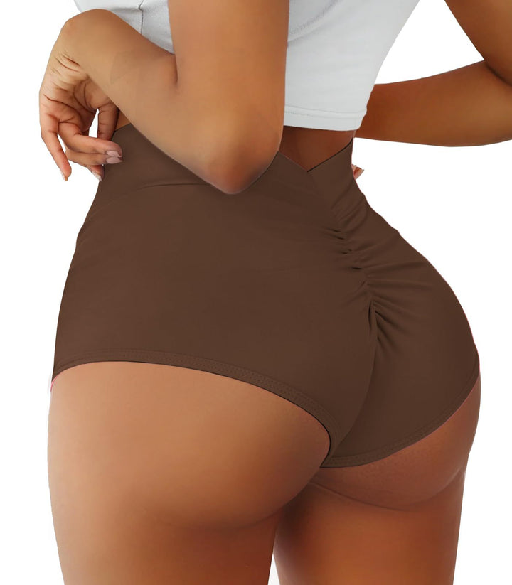 Short de sport femme taille haute push-up | Effet galbant & dos froncé
