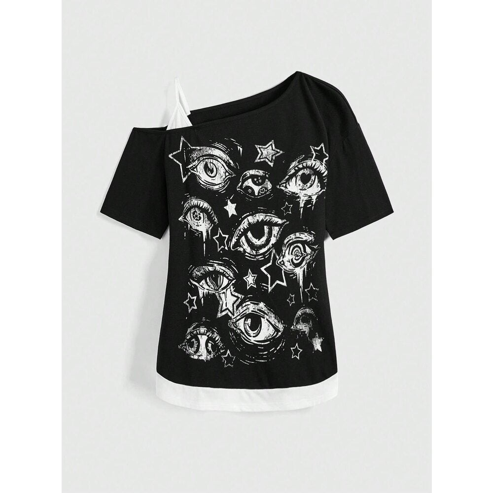 T-shirt asymétrique | Style graphique audacieux