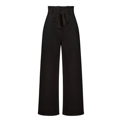 Pantalon large taille haute à nouer | Élégance décontractée au bureau ou en sortie