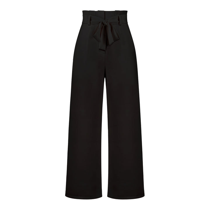 Pantalon large taille haute à nouer | Élégance décontractée au bureau ou en sortie