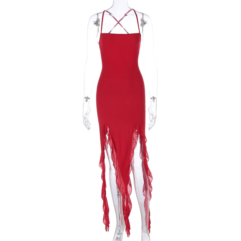Robe effet queue de pie à volants | Idéale pour soirées élégantes