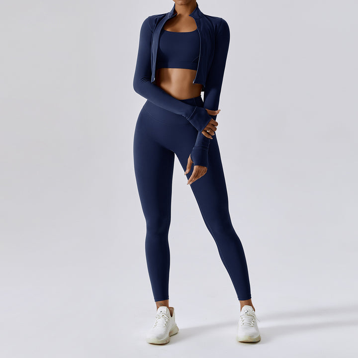 Veste manches longues, brassière & legging taille haute | Confort sculptant & look sportif