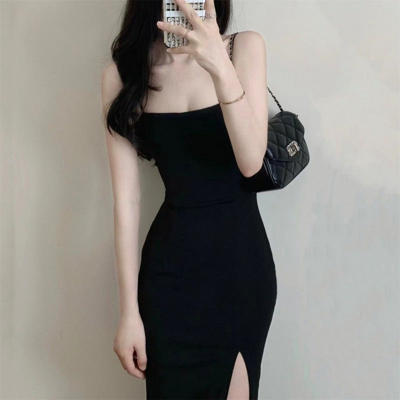 Robe longue noire fendue | Parfaite pour soirées élégantes