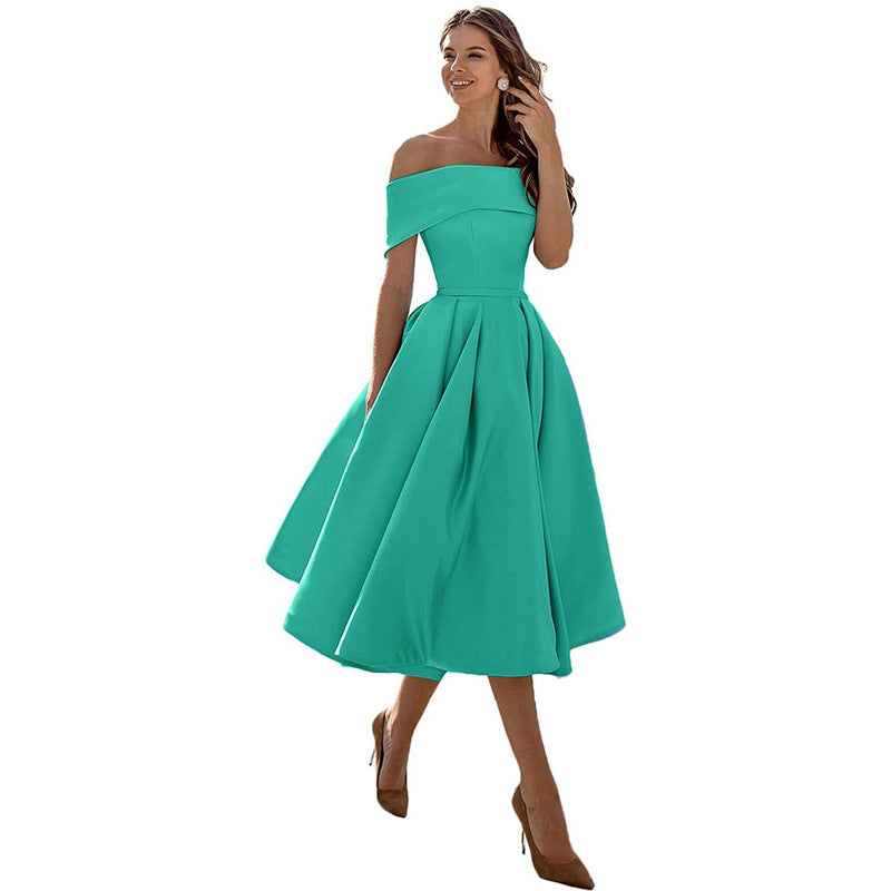 Robe satinée bustier midi | Élégance intemporelle et coupe princesse