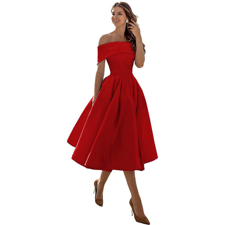 Robe satinée bustier midi | Élégance intemporelle et coupe princesse