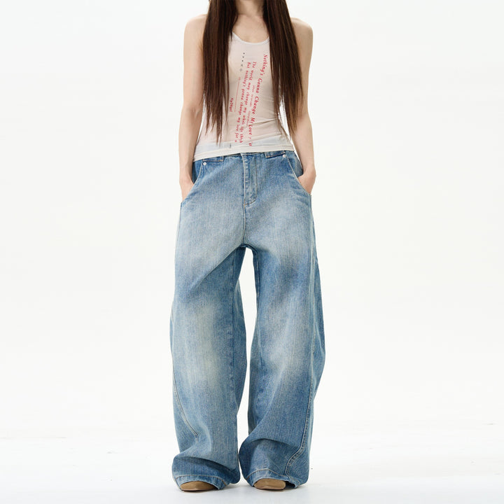 Pantalon large en denim washé | Parfait pour un style street cool