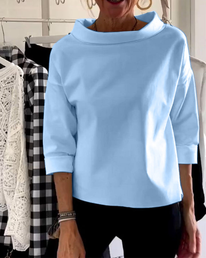 Blouse élégante | Col large et manches 3/4 pour l’été