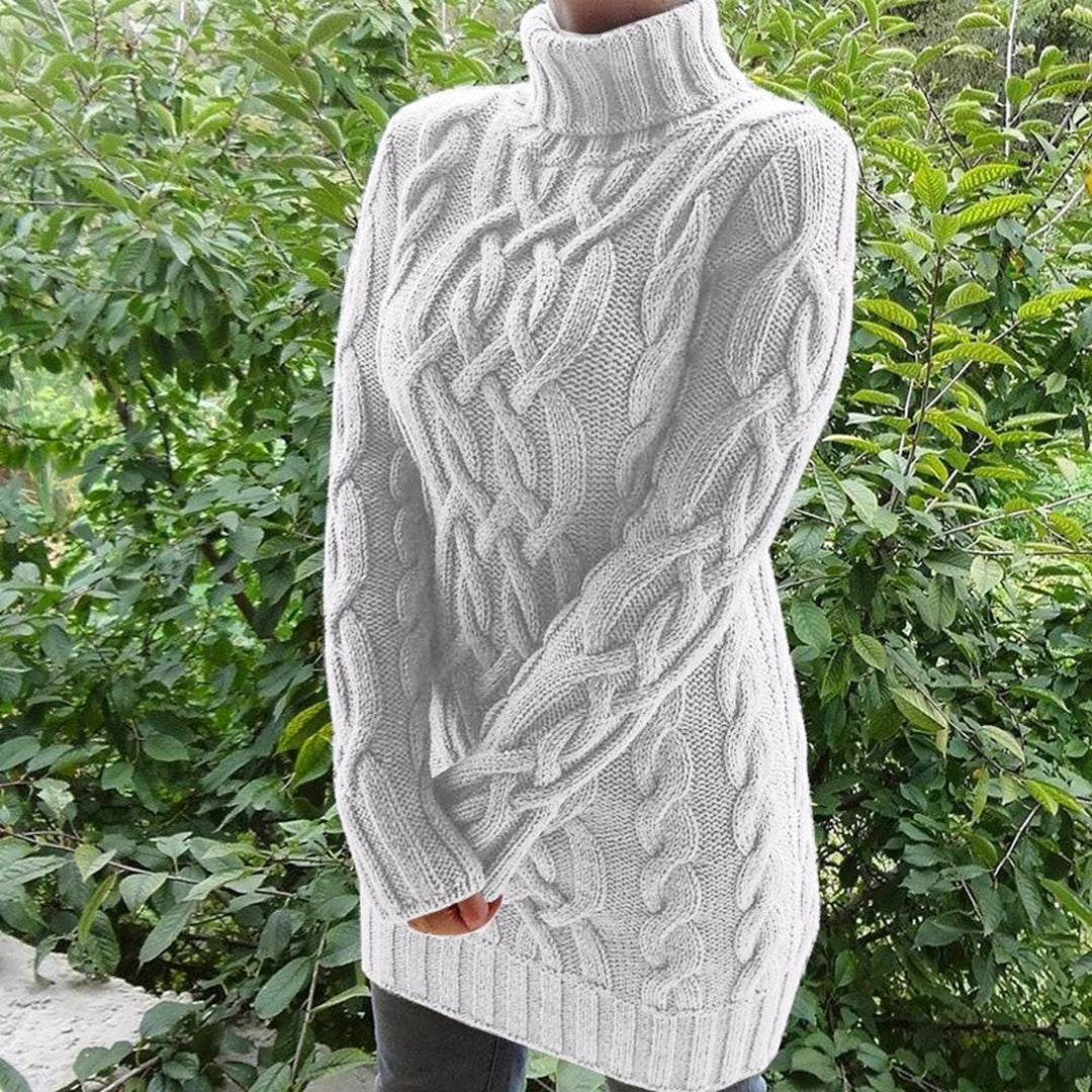 Pull torsadé long col roulé | Chaleur enveloppante