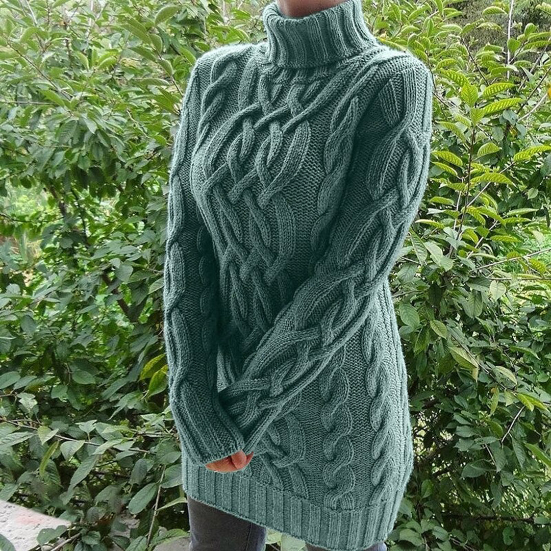 Pull torsadé long col roulé | Chaleur enveloppante