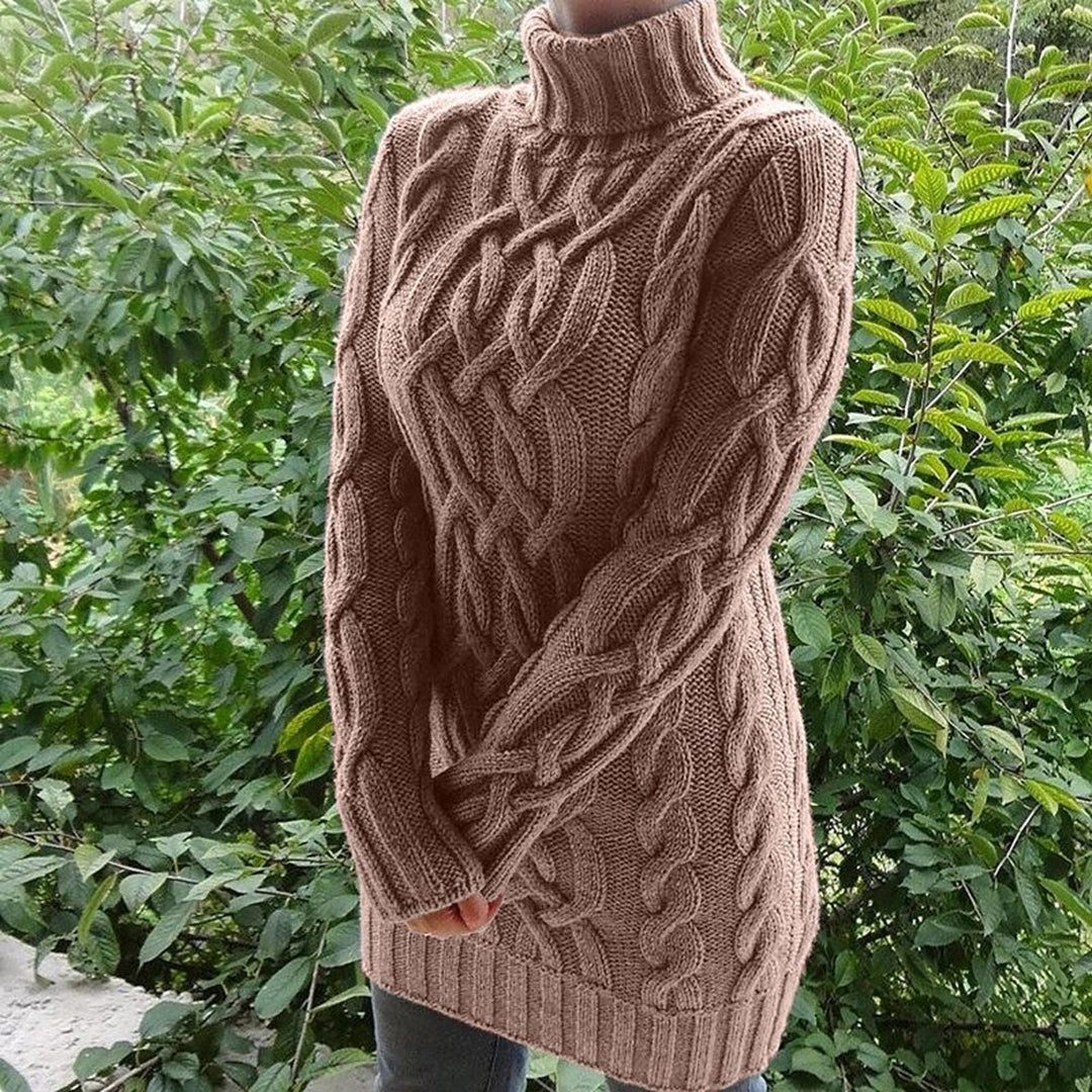 Pull torsadé long col roulé | Chaleur enveloppante