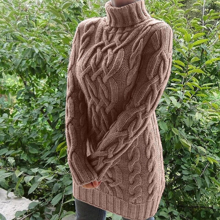 Pull torsadé long col roulé | Chaleur enveloppante