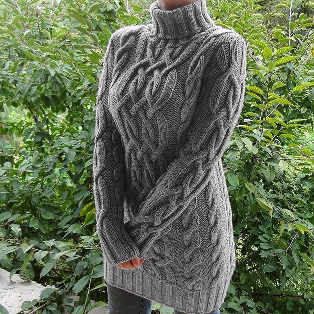 Pull torsadé long col roulé | Chaleur enveloppante