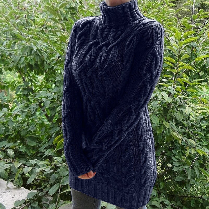 Pull torsadé long col roulé | Chaleur enveloppante