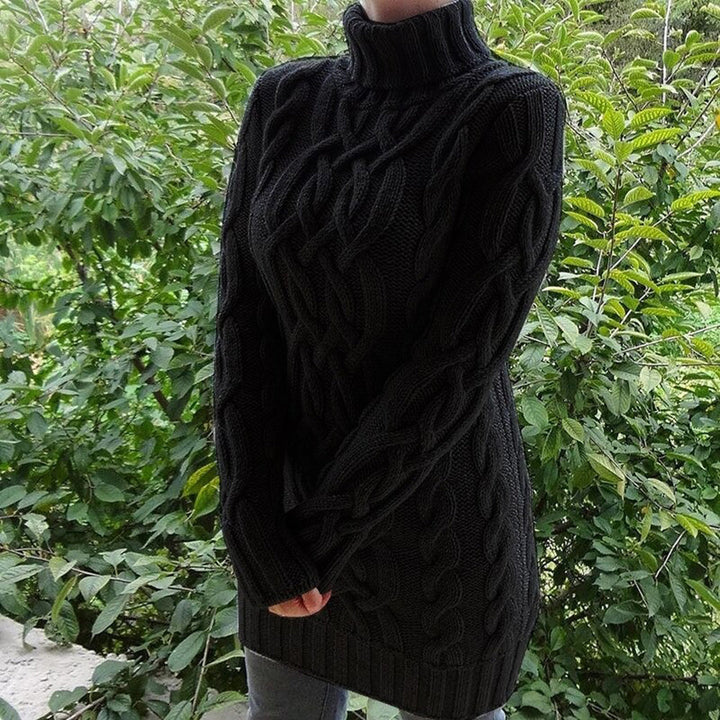 Pull torsadé long col roulé | Chaleur enveloppante