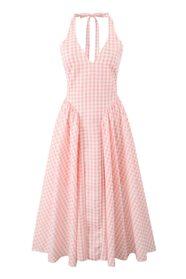 Robe midi à carreaux | Charme estival et silhouette flatteuse