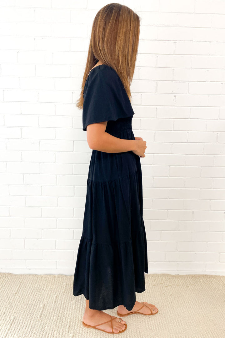 Robe midi à épaules dégagées | Volume léger et allure féminine