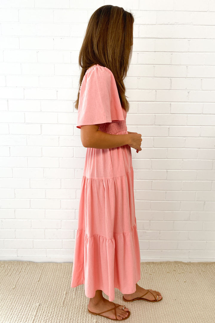 Robe midi à épaules dégagées | Volume léger et allure féminine