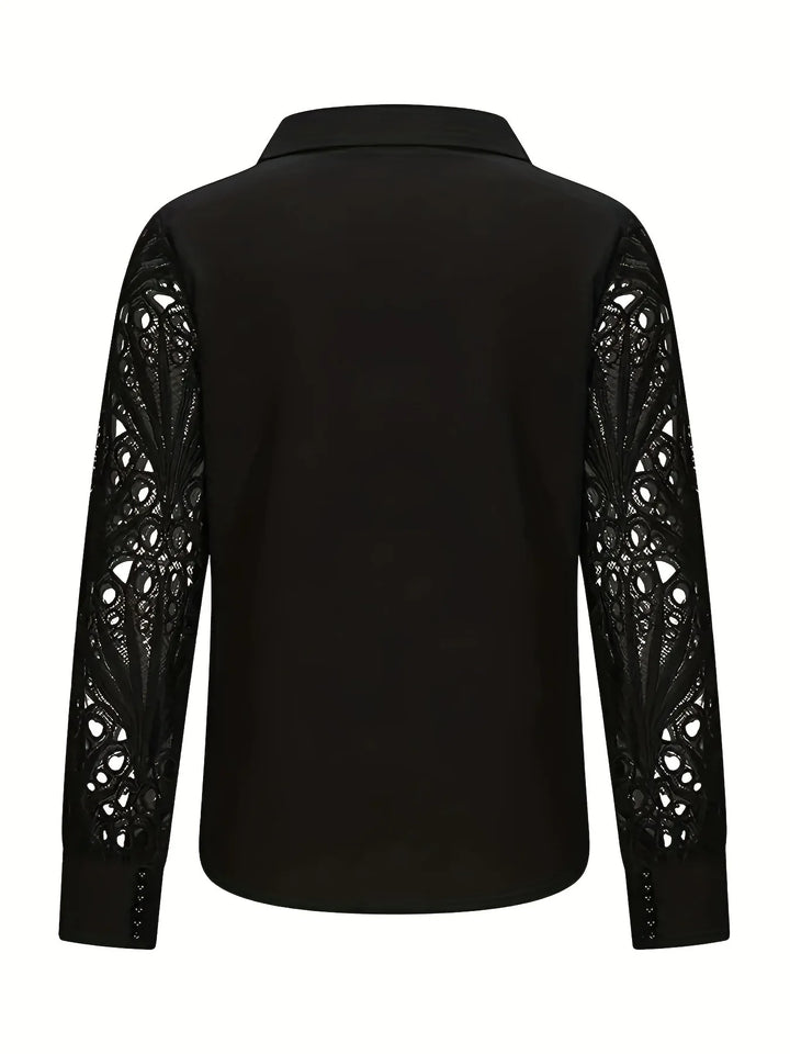 Blouse Élégante | Manches en Dentelle Perforée